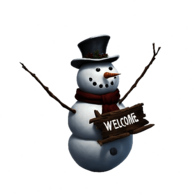 Snowman with Welcome Sign