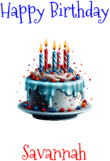 Happy Birthday Savannah Custom Message