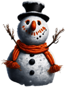 Snowman with Orange Scarf