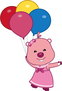 Loopy Holding Balloons