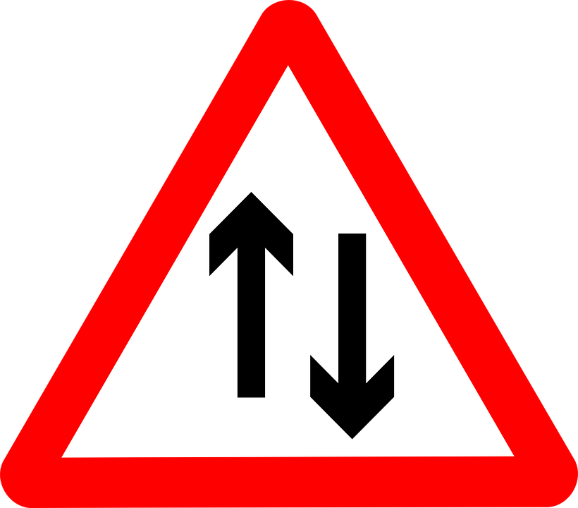 Two Way Road Warning Road Sign