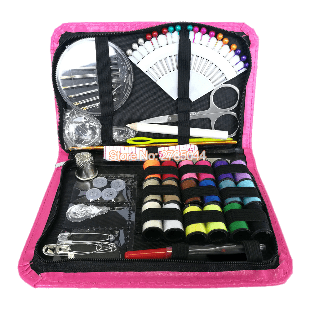 Sewing Kit In Pink Holder