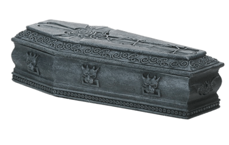 Stone Coffin With Gargoyle Decoration