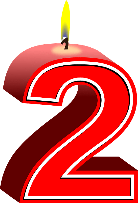 Red Number 2 Birthday Candle