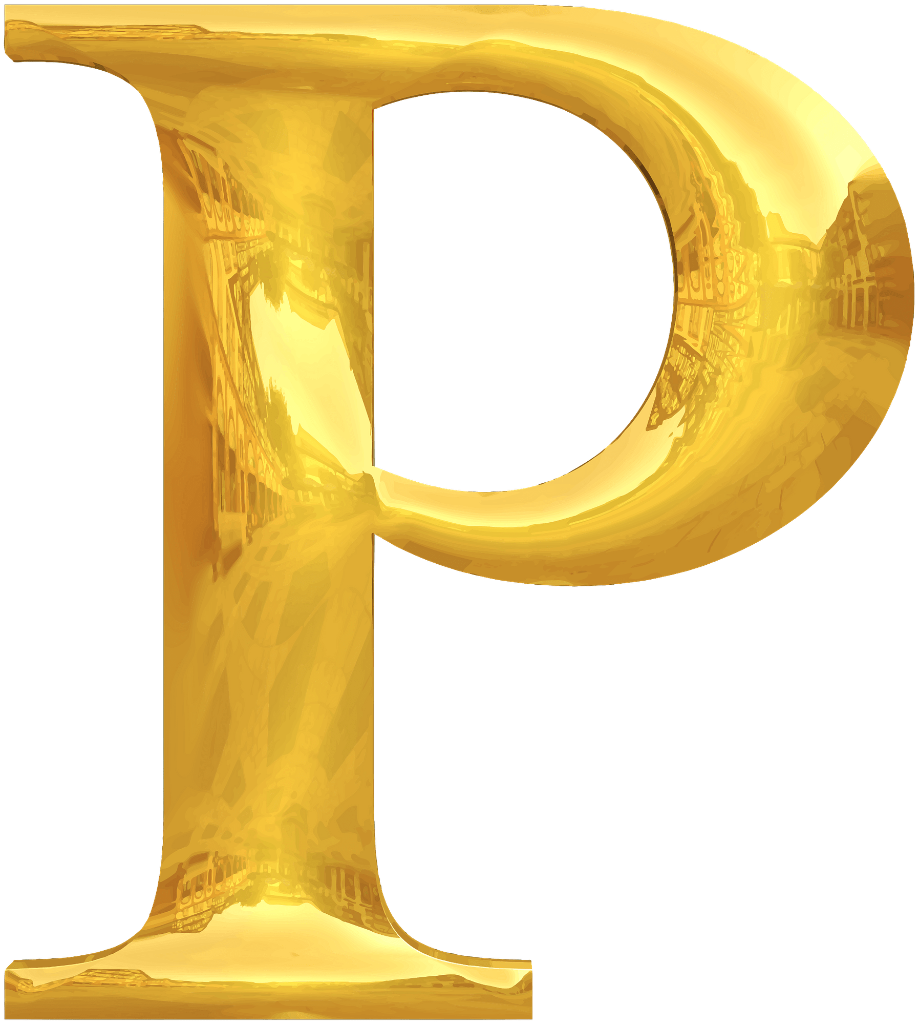 Gold Typography Letter P