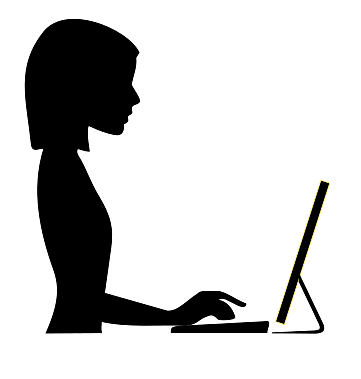 Woman Working on Computer Clipart