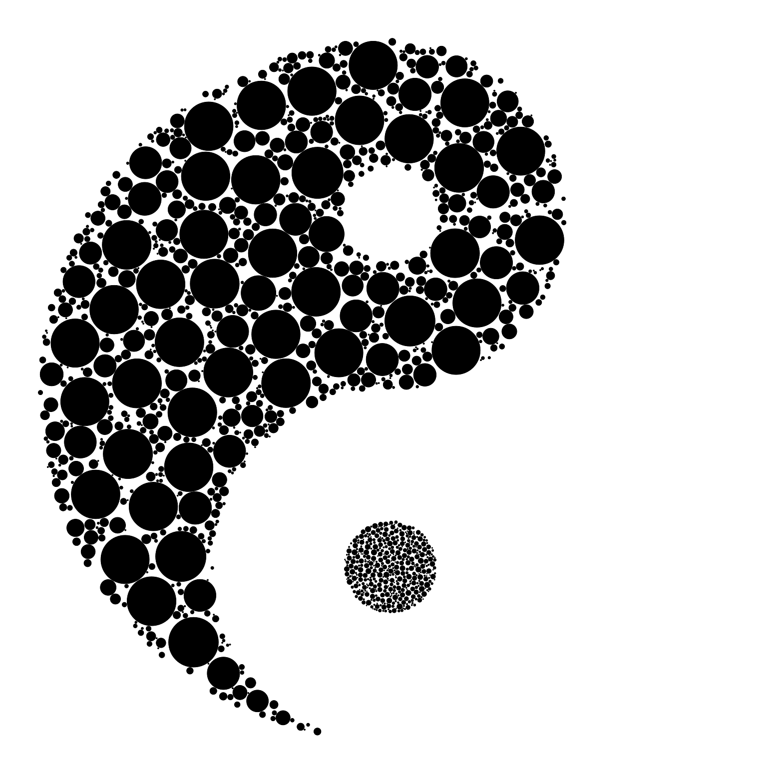 Yin Yang Symbol made with Circles