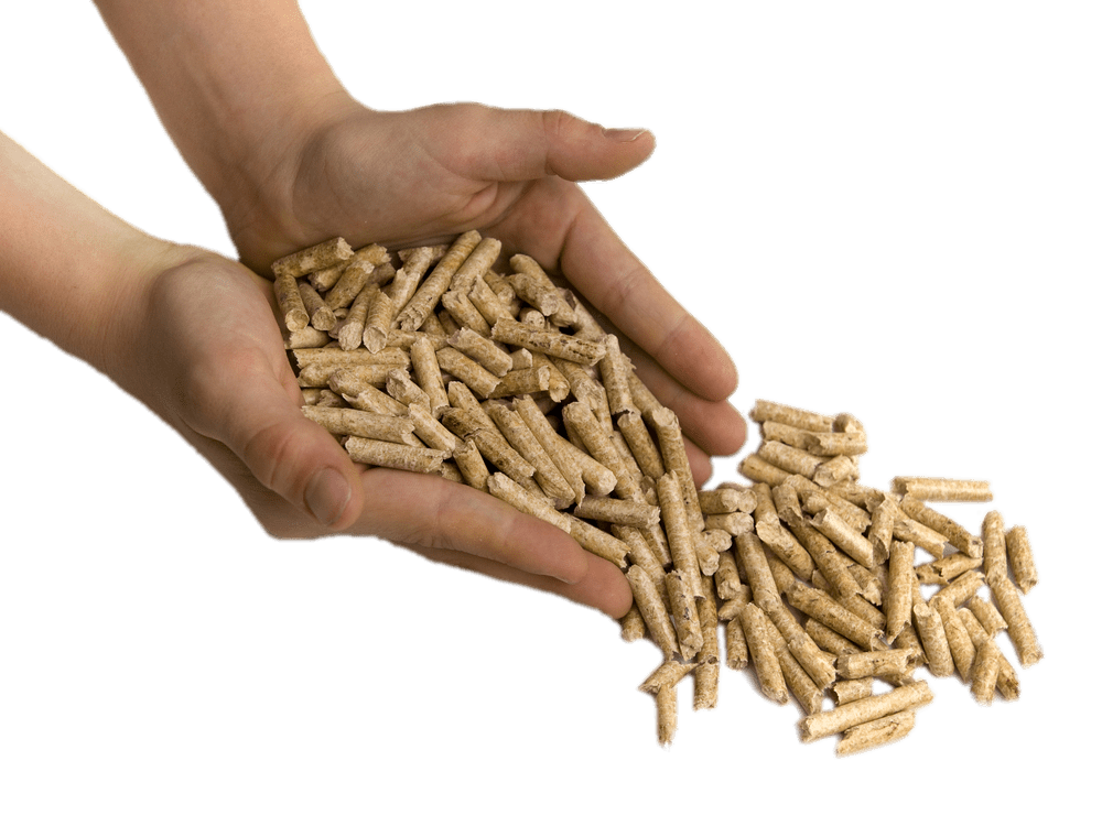 Hands Scooping Up Pellets