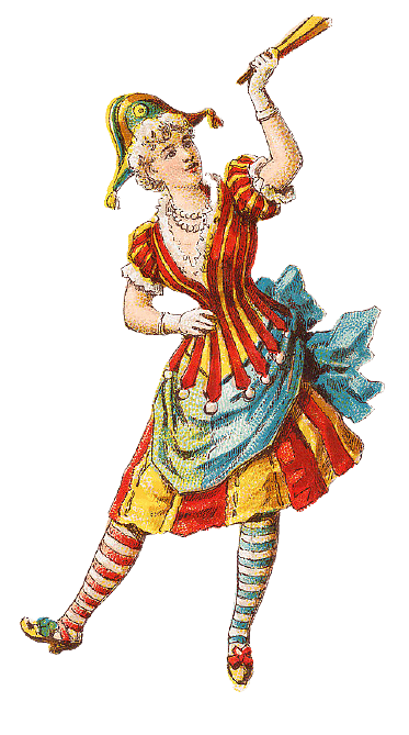 Female Clown Dancer Vintage Drawing