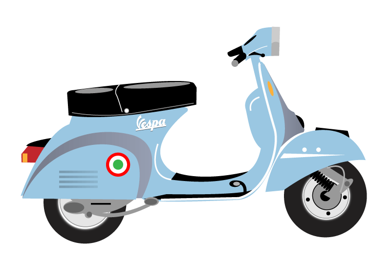 Scooter Vespa Side Illustration