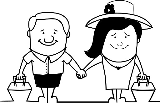 Funny Drawing of a Travelling Couple