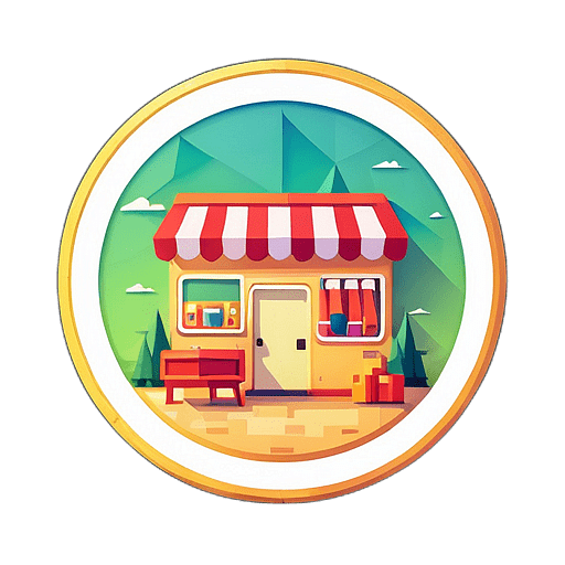 Stationery Shop, Minimalist App Icon - Circle Icon Bevel Border