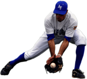 Baseball Player Catching Low Ball