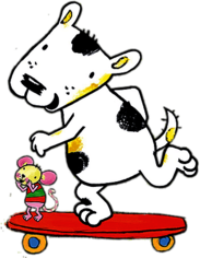 Zuzu and Mo on A Skateboard