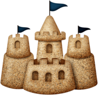 Sand Castle With Blue Flags