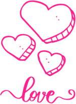 Pink Love Heart Trio