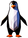 Penguin, Cartoon Character - In The Style Of Pixar, Single View, No Shadow