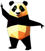 Panda, Cartoon Character - In The Style Of Pixar, Single View, No Shadow
