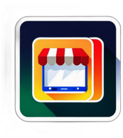 Electronic Store, Minimalist App Icon - Circle Icon Bevel Border