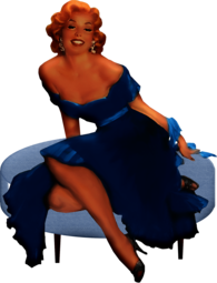 Beautiful Pin Up Lady in Blue Dress