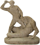 Theseus killing Minotaur white marble statue