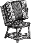 small vintage accordeon on a chair