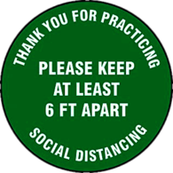 Green Round Social Distancing Floor Sign