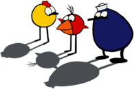 Peep, Chirp and Quack Looking At Their Shadows