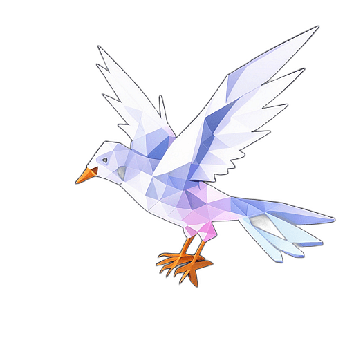 Dove With A Quill, Writing Peace, Using An Olive Branch., In The Style Of A Cartoon Animation Character - Full Body, Single View, No Shadow