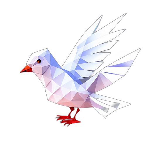 Dove With A Ribbon, Message Of Peace, And An Olive Twig., In The Style Of A Cartoon Animation Character - Full Body, Single View, No Shadow