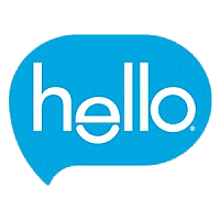 Hello speech bubble logo blue