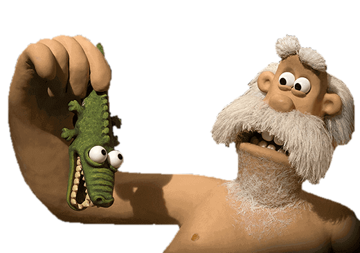 Early Man Bobnar Holding Baby Crocoldile