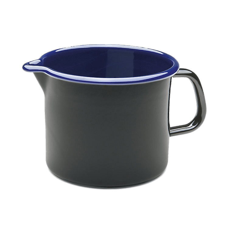 Blue and Black Enamel Milk Pot