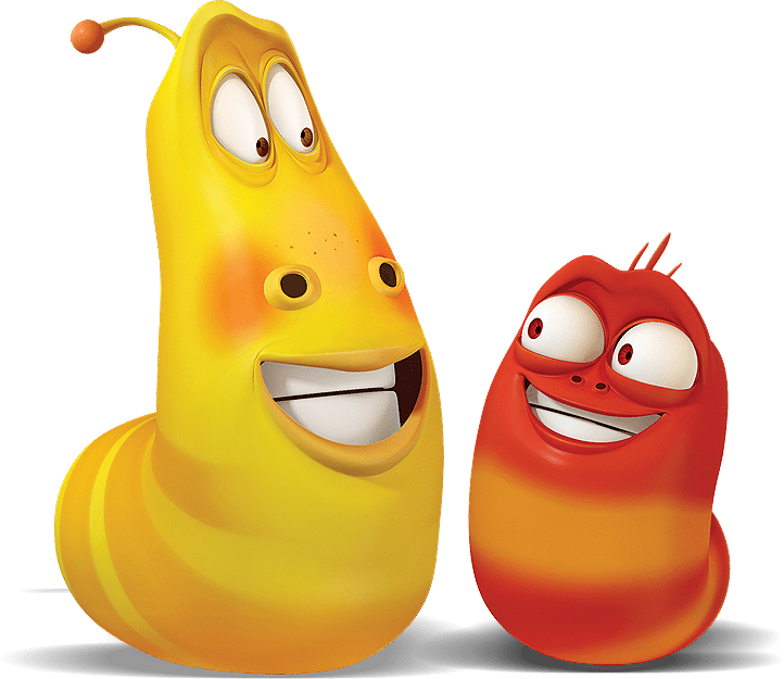 Larva Red and Yellow Smiling At Each Other