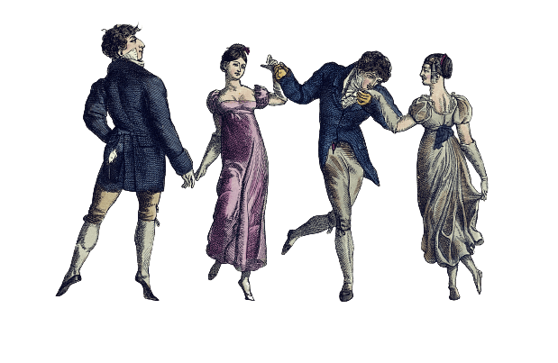 Group Of Young Victorian People Dancing