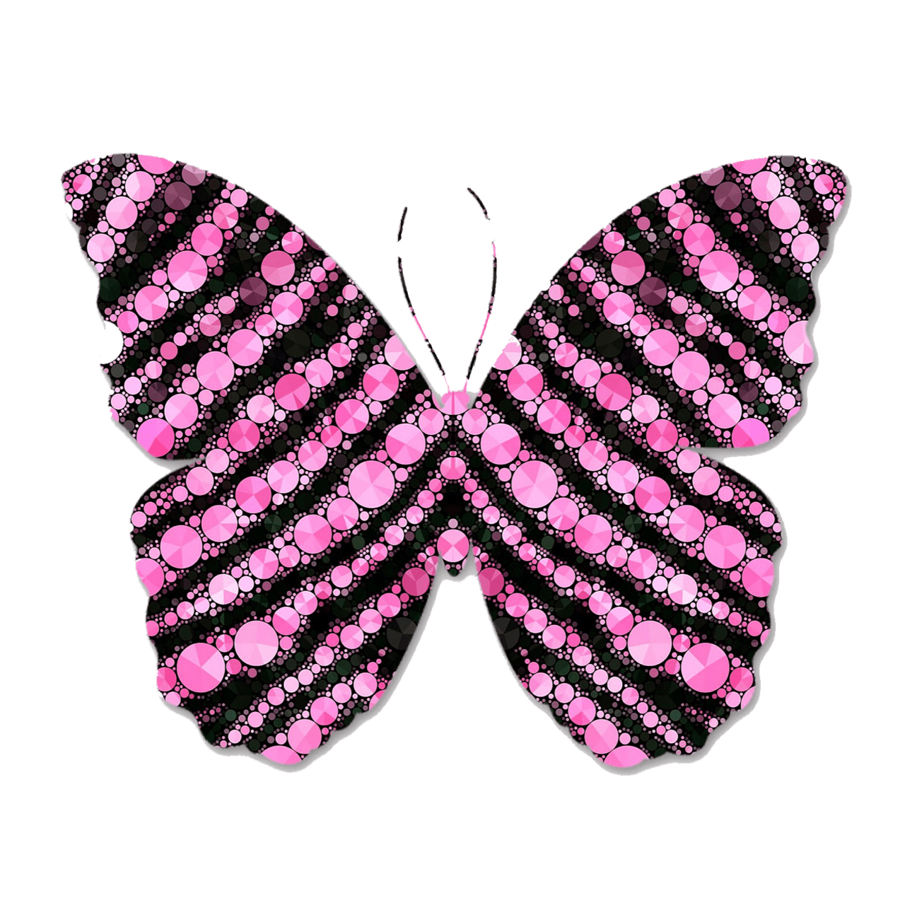 Pink and Black Circles Butterfly Clipart