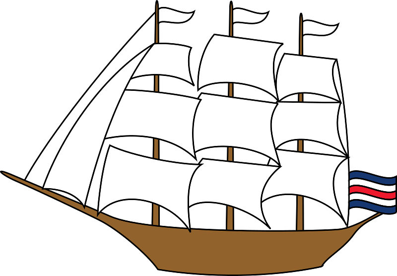 Sailing Ship with White Sails
