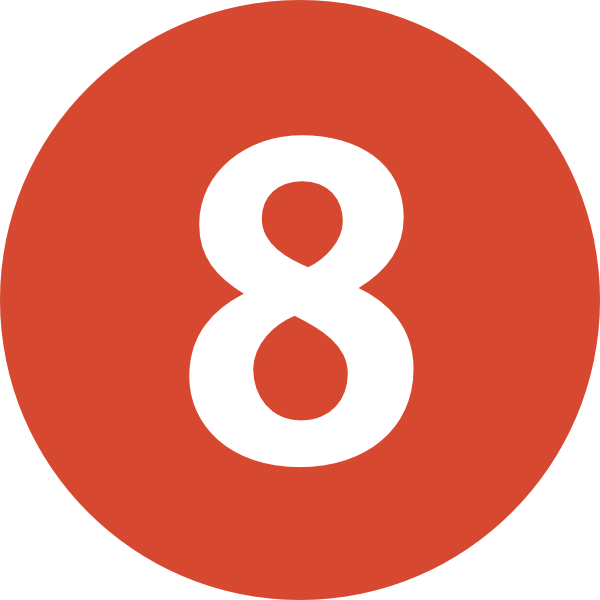 White Number 8 In Orange Circle