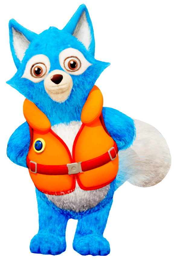 Agent Wolfie Wearing Life Vest