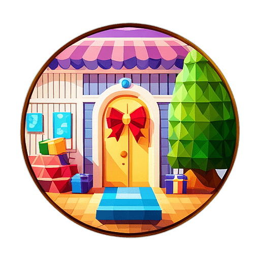 Gift Shop, Minimalist App Icon - Circle Icon Bevel Border