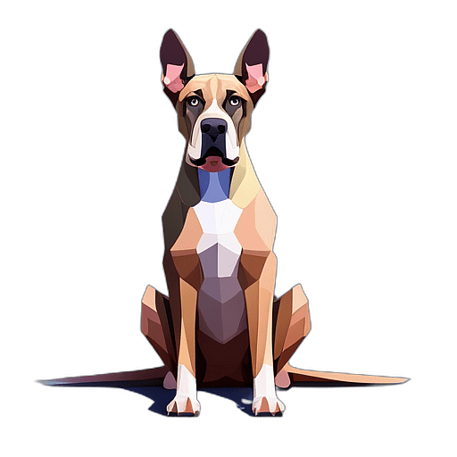 Great Dane, Children'S Cartoon Animation Style - Full Body, Single View, No Shadow