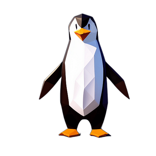 Penguin, Cartoon Character - In The Style Of Pixar, Single View, No Shadow
