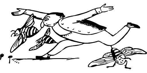 Edward Lear Drawing Man Chasing the Bees