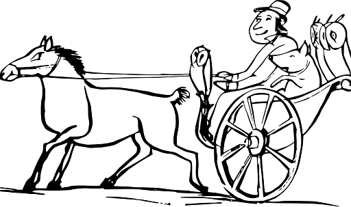 Edward Lear Drawing Pig Transport with Horse Cart