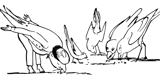 Edward Lear Drawing Man Eating with the Chickens