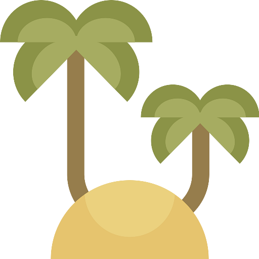 Two Palm Trees On Small Island Icon