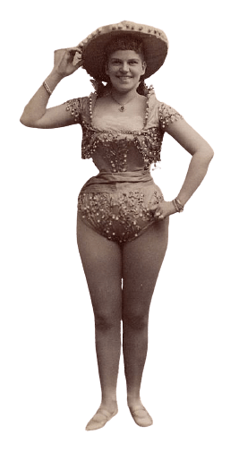 Smiling Victorian Burlesque Dancer