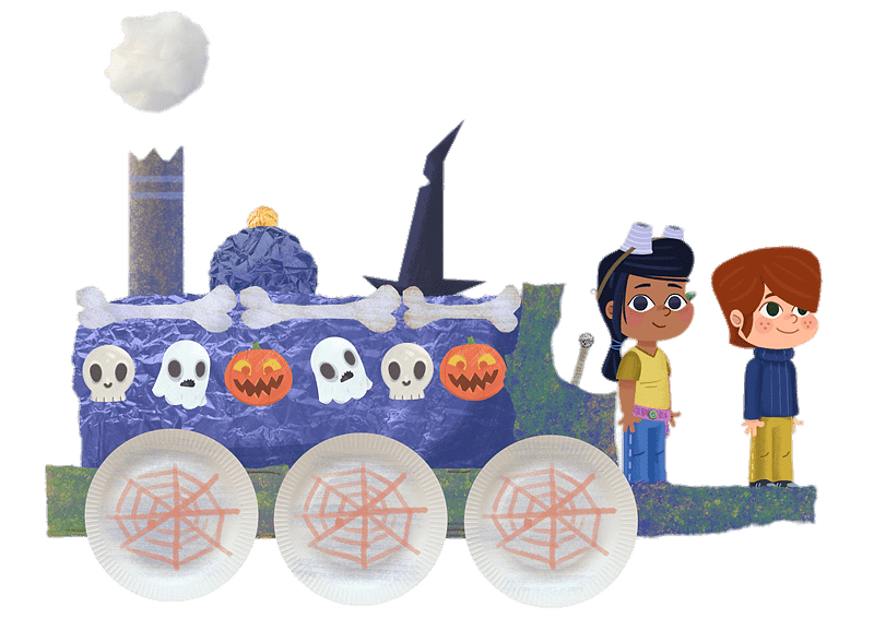 Kiva and Saul built a Halloween Train