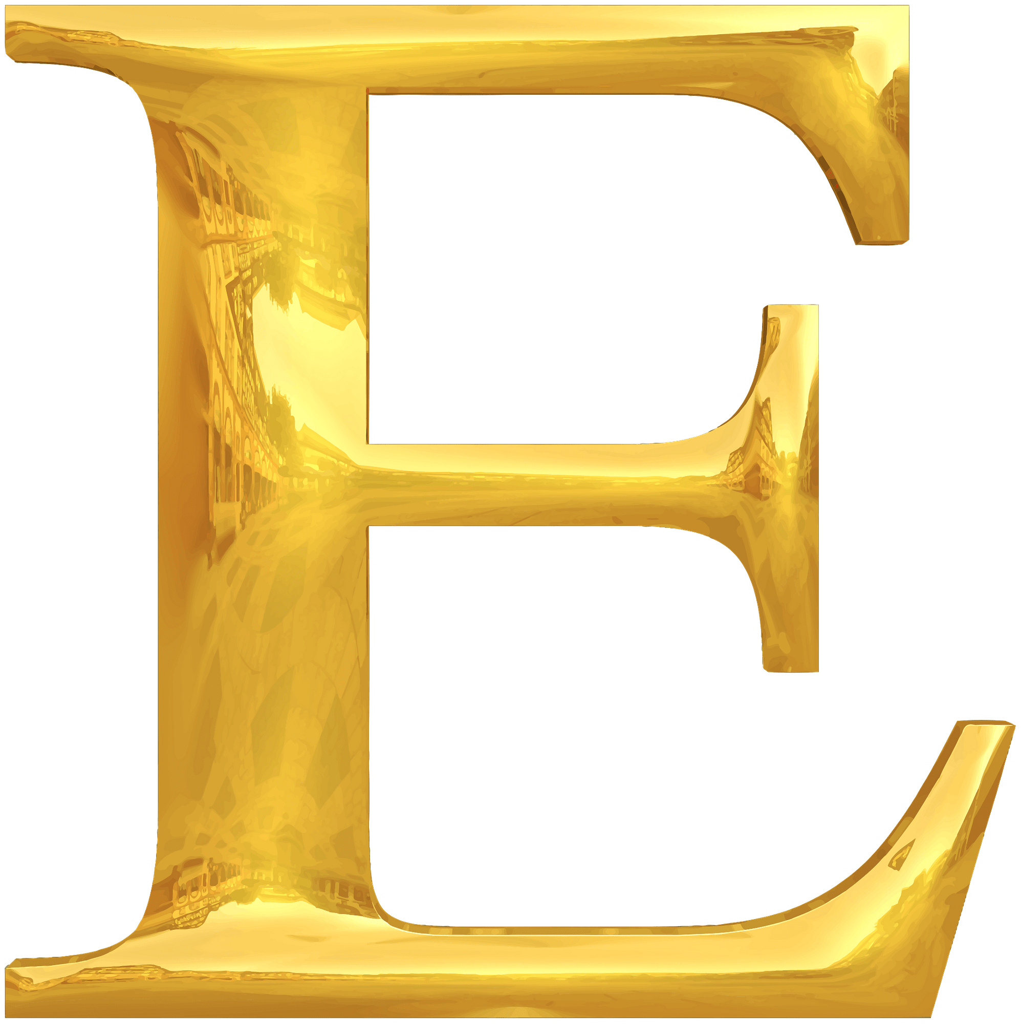 Gold Typography Letter E