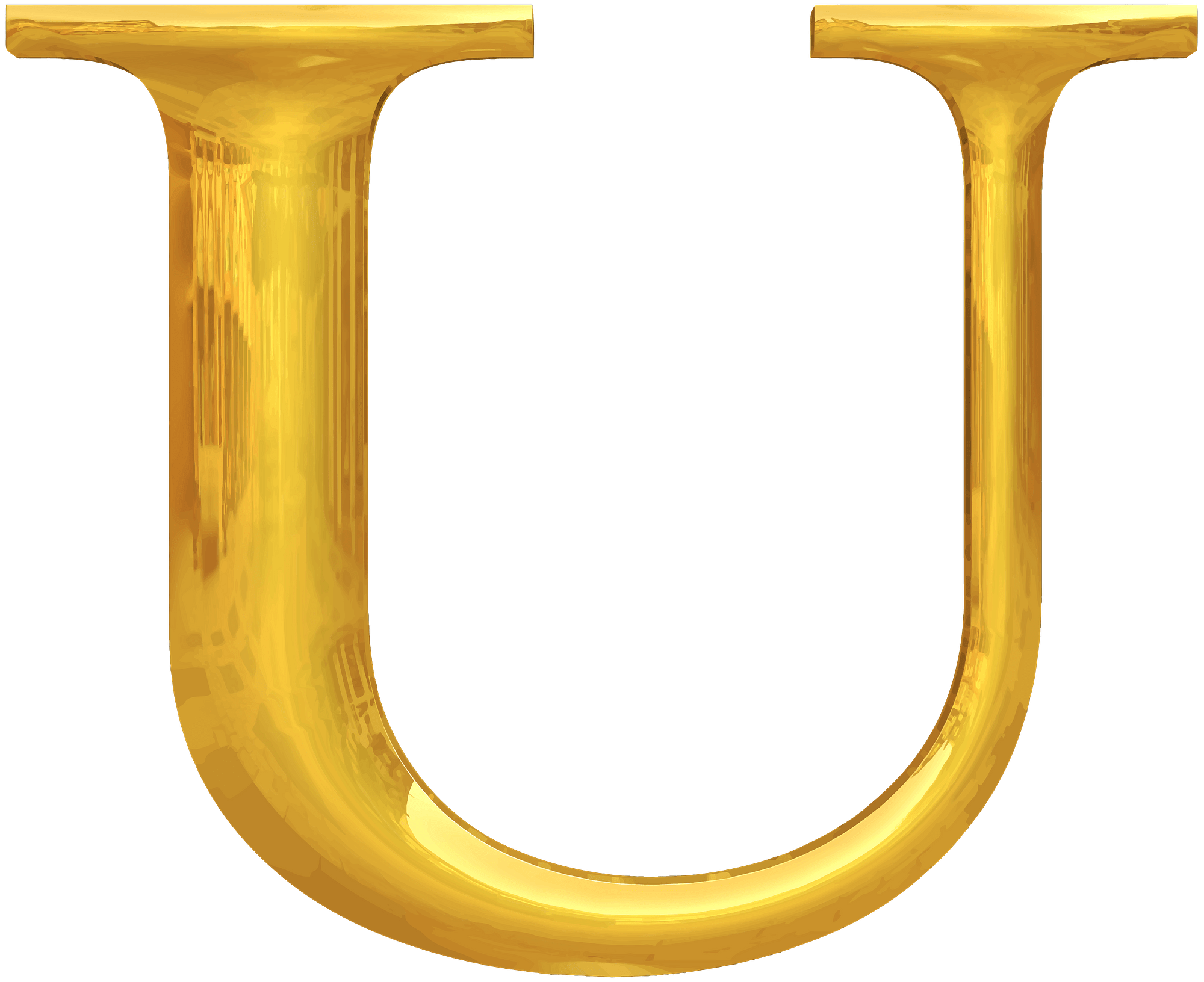 Gold Typography Letter U
